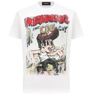Dsquared2 Cigarette Fit The Cool Guy Print Weißes T-shirt