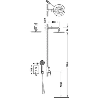 Tres Bausatz 2 Wege Unterputz Einhebelmischer Rapid box für die Dusche , 21638004 21638004