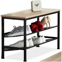 tectake Schuhregal Flurregal aus Holz und Stahl, 75,5 x 30,5 x 45,5 cm, Schuhablage mit Gitterablagen Derry 1-tlg., Ablage und 2 Gitterablagen, mit höhenverstellbaren Kunststofffüßen