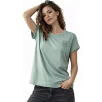 SUBLEVEL T-Shirt Damen Shirt Turn-Up Ärmel Weiches Basic Shirt Rundhals Kurzarm Baunwolle Modal Mix, super soft, unifarben, markenlogo