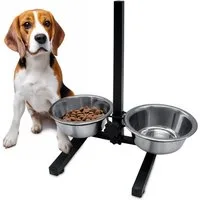 Spetebo Futternapf Hunde Futterstation höhenverstellbar - 2 Schüsseln, Edelstahl, Futterbar Futternapf Fressnapf