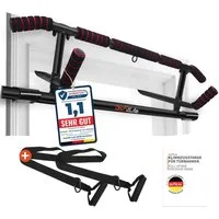 DH FitLife Klimmzugstange Türrahmen mit Hammergriffen (ohne Schrauben, für Türrahmen 70-92 cm), inkl. Schlingentrainer, zum Einhängen