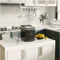 HOMCOM Eiswürfelmaschine 12kg/24h 2L, Eiswürfelbereiter, mit LED-Display, für Wohnzimmer, Schwarz