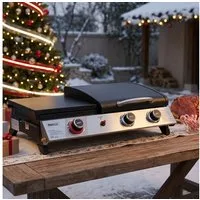 Royal Gourmet Gasgrill 3-Brenner Gasgrill, 3-in-1 Tischgrill für Grillen, Braten und Kochen, Tragbarer Campinggrill mit Klapp-Seitenablage und 8,5 kW Leistung