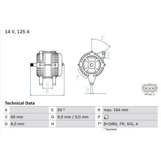 Bosch Lichtmaschine 125A Ford Tourneo Transit 1,8