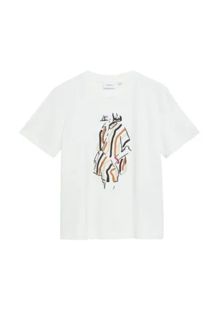 comma - T-Shirt mit Print weiß - Gr. - 36