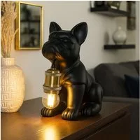 GLOBO LIGHTING Nachttischlampe, Leuchtmittel nicht inklusive, Tischleuchte Nachttischlampe Hundelampe Keramik Metall Schwarz matt H