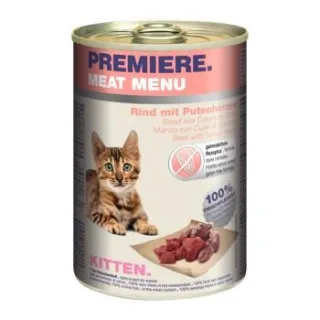 PREMIERE Meat Menu Nassfutter Kitten Rind und Putenherzen 12x400 g
