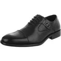 Coolwalk Herrenschnürschuh mit Zierschnalle in Lederoptik Schnürschuh (91977163) Blockabsatz Business-Schuhe in Schwarz