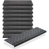 BigDean Stufenmatte 10x Gummi 65x25cm Treppenstufen Außen Antirutschmatten, eckig, Höhe: 30 mm, Rutschfest, Grip-Profil, Selbsklebend, Abriebfest