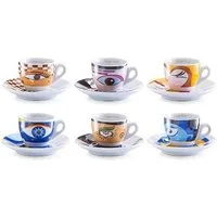 Zeller Present Espressotasse Magic Eyes, 12-tlg., Porzellan, 6 Tassen, 6 Untertassen