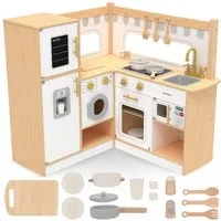 Mamabrum Spielküche Kinderküche aus Holz - Komplettes Küchen-Set für kreative Rollenspiele Holz