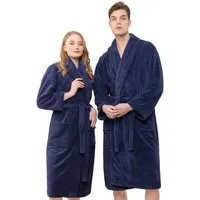 HAMMETEX Bademantel Bademantel unisex, ultraweicher & flauschiger Fleecemantel, Langform, Fleece, Schalkragen, Gürtel, ideal für Sauna & Spa, Hotelbademantel, Morgenmantel