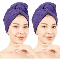 HAMMETEX Turban-Handtuch 2er Set Haarturban Damen, 100% Baumwolle, Flauschig & Schnelltrocknend, Frottier (Set, 2-St), Uni-Farben, weich