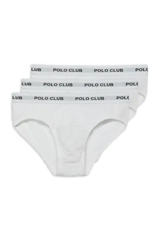 Slips im Dreierpack weiß mit Polo Club Logo-Detail