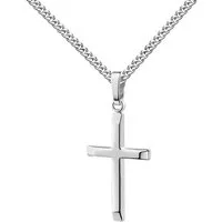 JEVELION Kreuzkette 585 Weißgold 14 Karat Kreuzanhänger - Made in Germany (Weißgold Anhänger, für Damen und Mädchen), Mit Kette Sterlingsilber- Länge wählbar 36 - 70 cm.