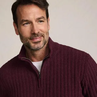 Chenille-Pullover mit Reißverschluss für Herren, Herren, size: regular, Rot, Polyester/Nylon, by Lands' End