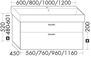 Burgbad WTU.-Schr. Sys30 PG4 Sana 520x1160x450 Eiche Natur, WYLT116F6331 WYLT116F6331