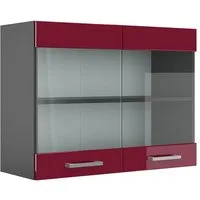 Vicco Glashängeschrank R-Line, Rot Hochglanz/Anthrazit, 80 cm (1-St)