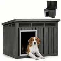 KOMFOTTEU Hundehütte, Hundehaus für mittelgroße Hunde, Isoliert & Wetterfest