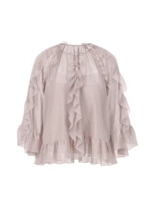 Marc Cain Collections - Volant-Bluse im Boho-Stil light desert taupe - Gr. - 38