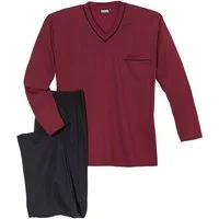 ADAMO Pyjama Adamo Pyjama weinrot-schwarz gestreift Übergröße (2 tlg)