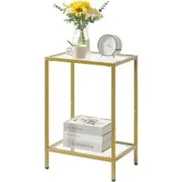 LuxusKollektion Beistelltisch Beistelltisch Quadratischer Couchtisch Metallrahmen gehärtetes Glas