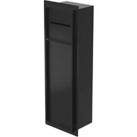 LuxeBath Toilettenpapierhalter Unterputz-Schrankmodul Edelstahl für Klobürstengarnitur befliesbar, Schwarz 60x20x14cm Badezimmerschrank für Toilettenbürste WC Wandnische