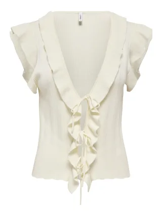 ONLY - ONLNELLY SL V-NECK STRING CARDI KNT NOOS Egret - Gr. - M