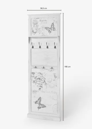 bonprix Garderobenpaneel mit Schmetterling-Design, weiß, Gr.180x60 cm, Viel Platz für Jacken bietet das Garderoben-Paneel