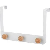 MSV Türgarderobe NAYA, Türen, Badezimmer, Küche, Schlafzimmer, Garderobe, Kleiderschränke, (3-St), Hakenleiste zum Einhängen aus Stahl, weiß matt, 3 Haken Holz natur