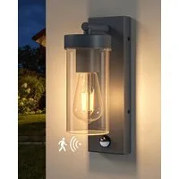 EDISHINE Außen-Wandleuchte mit Bewegungsmelder, ohne Leuchtmittel, Moderne Wandlampe mit Dämmerungssensor, für Haustür, Terrasse, Garage