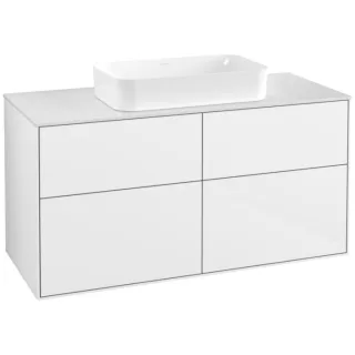 Villeroy und Boch Finion Waschtischunterschrank F67100GF 120x60,3x50,1cm, Glass White Matt, Glossy white lacquer