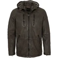 Jilani Lederjacke Florens Jilani Collection - Herren Lederjacke Lammnappa Kapuze olivebraun
