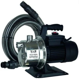 T.I.P. Clean Jet 1300 Plus Gartenpumpe - Edelstahl 30087, mit Ansauggarnitur, 4.400 l/h, 50 m Förderhöhe, 1.200 W