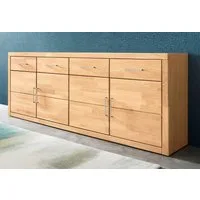 OTTO home Sideboard Trondheim,200 cm breit,42 cm tief, Fronten Holzmassiv, Metallgriffe, Korpus aus Holzwerkstoff,4 Türen, 4 Schubladen, insgesamt 8 Fächer