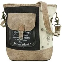 Sunsa Umhängetasche Crossbody Bag aus Canvas & Leder Vintage Tasche Sie/ Ihn Umhängetasche, Vintage Druck am Frontfach