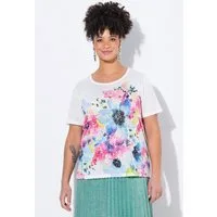 MIAMODA T-Shirt T-Shirt Komfort Fit Blumen-Muster Glitzersteinchen
