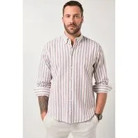 JP1880 Businesshemd Streifenhemd Langarm Leinenmix Buttondown-Kragen