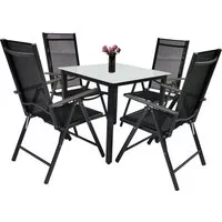 VCM Garten-Essgruppe 5 tlg. Gartenmöbel-Set Miami 4 Stühle Tisch 80x80 , (Set, 5-tlg., 1x Tisch 4x Stuhl)