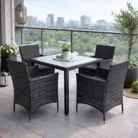 ESTEXO Sitzgruppe Polyrattan Gartenmöbel Set Rattan Gartenset Essgruppe Anthrazit Grau