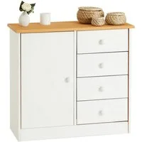 IDIMEX Kommode RONDO, Kommode mit 1 Tür und 4 Schubladen Schubladenschrank im Landhausstil a