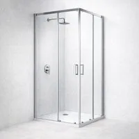 welltime Eckdusche New Trento, BxT: 90x90 cm, Einscheibensicherheitsglas, Extrahohe 195cm, 6mm ESG, verbessertes Rollensystem