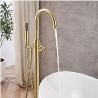 wohnwerk.idee Standarmatur Freistehende Badewannenarmatur Mono Gold Matt Schwarz Chrom