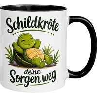Momentals Tasse Schildkröte – „Schildkröte deine Sorgen weg“ – Schildkröten Geschenk, Gratis Versand · Links-&Rechtshänder · Spülmaschinenfest