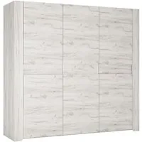 Lomadox Kleiderschrank AMANTEA-129 3-türig, 220cm breit, Craft Eiche weiß