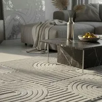 KADIMA DESIGN Teppich RIGI Hoch-Tief 3D-Effekt Wohnzimmer Schlafzimmer Waschbar Boho, Läufer, Höhe: 10 mm, Silber, 60x110 cm, Wohnzimmerteppich Esszimmer Waschbar