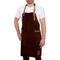 REDSALT® Grillschürze Premium Lederschürze braun, Profi Grillschürze 84x62 cm, 100% Wildleder, Rindsleder