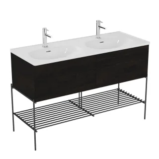 VitrA Equal Set Doppelwaschtisch 130 cm Waschtischunterschrank mit 2 Auszügen und Fußgestell,81096 81096