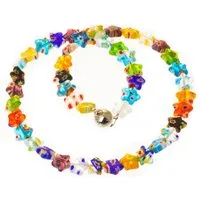 Bella Carina Perlenkette Kette mit Millefiori Glas Sternchen, Magnetverschluss